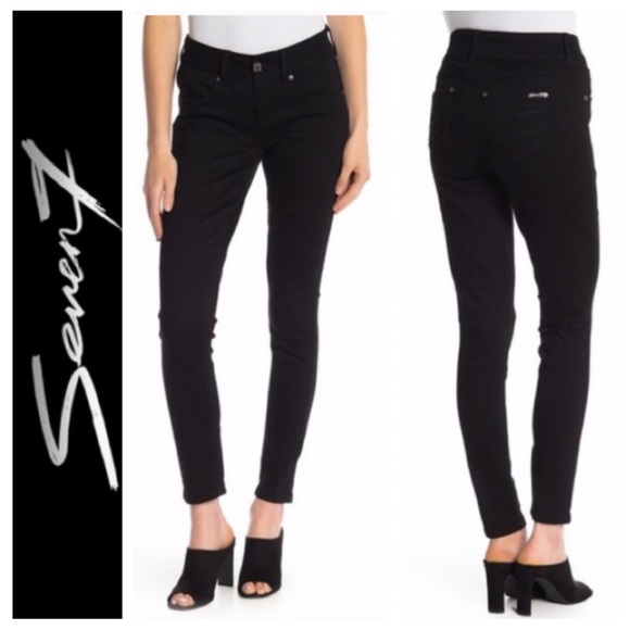 Seven7 Denim - “Tummyless” Skinny Jeans in “Fawn Black”